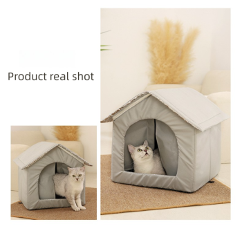 Small Size Elevated Indoor/Outdoor Pet Shelter(grey): Waterproof, Insulated for All-Season Warmth