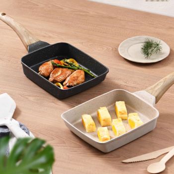 White Rectangular Non-Stick Frying Pan 19×14×4cm - Open, Induction & Gas Compatible