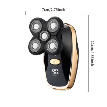 Black 5-Head Rotary Shaver - Waterproof & wireless