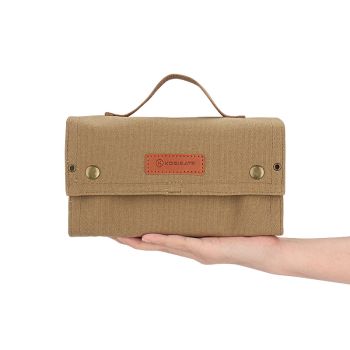 Green canvas spice storage box (9.1 x 4.7 x 2.8 inches) With 10 bottles