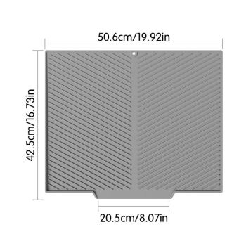 2PC Grey Multi-Use Drain Mat (51x43 cm) – Non-Slip Heat Protection for Dish Drying & Prep