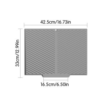2PC Grey Multi-Use Drain Mat (43x33 cm) – Non-Slip Heat Protection for Dish Drying & Prep