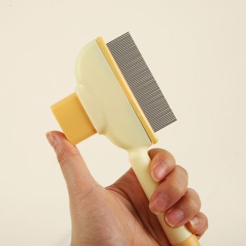 4-Pack Self-Cleaning Pet Brush Set – Stainless Steel Deshedding Slicker Combs (2 Long Pin & 2 Dual Pin) in Green & Yellow Tones