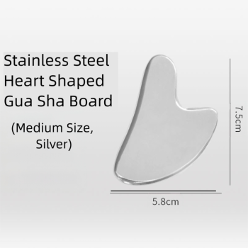 Stainless Steel Heart Gua Sha Facial Tools - Medium Size (7.5x5.8cm) for Face and Body, Massager for Reducing Puffiness