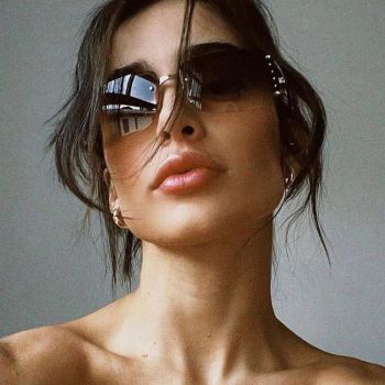 Y2K Rimless Butterfly UV400 Sunglasses for Women(Leopard/Brown) - Bling Rhinestone Square Frameless, Sweet & Cool Fashion