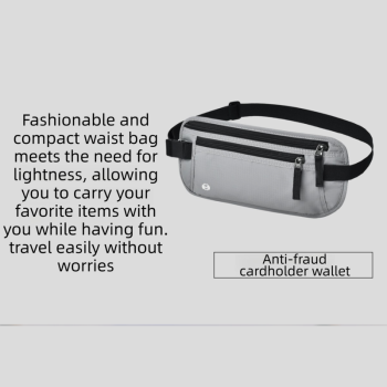 Blue RFID Blocking Slim Anti-Theft Fanny Pack for Outdoor Travel - Hidden Money Belt for Passport, Documents & Cash