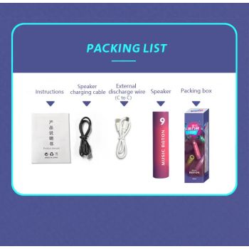 Portable Handheld Bluetooth Speaker & Power Bank 2-in-1 - Wireless Music Baton for Running, Cycling & Camping - FM Radio, TF Card & Voice Recorder - Red