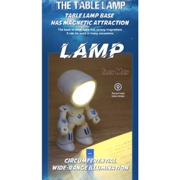 3 PCS Mini Robot LED Night Light Set with Magnetic Base - Poseable Retro Desk Lamps for Kids & Students - Battery Operated Warm Glow - Black, White & Green