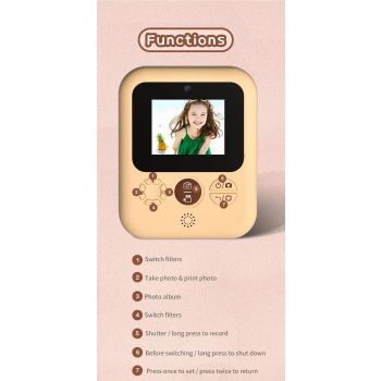 Kids Instant Print Camera with 3 Paper Rolls - Zero Ink Thermal Digital Camera & Video Recorder - 1080P Dual Lens Selfie Toy for Boys & Girls - Blue