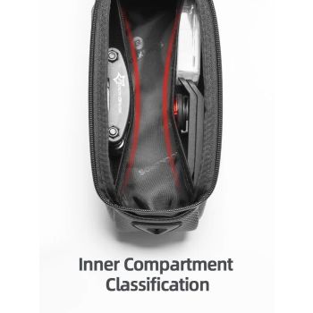 ROCKBROS Hard Shell Bike Top Tube Bag - Waterproof Cycling Frame Pouch with TPU Touchscreen Phone Holder & Sun Visor - 1.7L Large Capacity for MTB & Road Bikes - Black