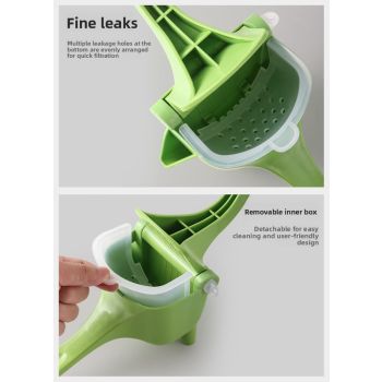 Manual Fruit Juicer Hand Press Citrus Squeezer Lemon Orange Lime Extractor Portable Food Grade PP Green Easy Clean Detachable for Home Camping