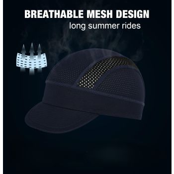 Black Mesh Cycling Cap Under Helmet Liner Breathable Skull Cap with Flip Up Brim Sun Shade Moisture Wicking Hat for Bike Running Fits 55-60cm