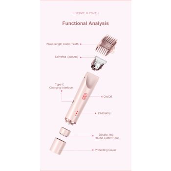 2-in-1 Electric Lady Shaver & Bikini Trimmer Dual Head Waterproof Wet & Dry Body Hair Remover Cordless Razor for Face Legs Underarms Pink