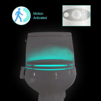 2-Pack 8-Color LED Toilet Night Light - Universal Fit Smart Motion Activated Bathroom Bowl Light, Multi-Color Cycle & Fixed Mode