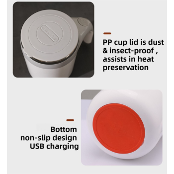 380ML Coffee-Brown Magnetic Self-Stirring Coffee Mug - USB Charging, Leak-Proof Stainless Steel Electric Mixer Cup for Coffee & Milk