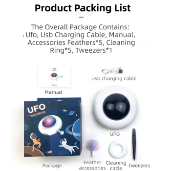 Smart Electric UFO Automatic Cat Toy - Self-Playing Teaser with 5 Rotating Feathers & Intelligent Indoor Obstacle Avoidance