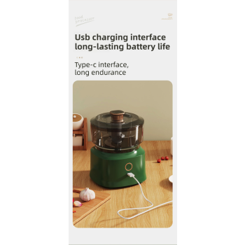 White Wireless Electric Kitchen Grinder -  Portable 150ml Baby Food Maker with 3 Stainless Steel Blades, USB Charging