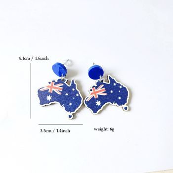 Wooden Australia Map Silhouette Earrings - Lightweight Geometric Ear Drops, Cultural Decor Gift(Style 4)