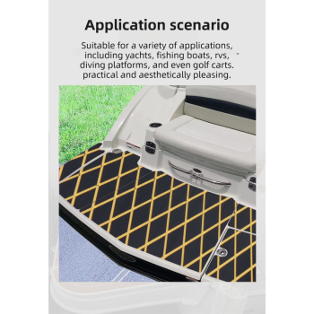 UV Resistant & Waterproof EVA Foam Boat Decking Mat(2400x450x6MM) - Black & Yellow Diamond Marine Grade Non-Slip Flooring with 3M Self-Adhesive