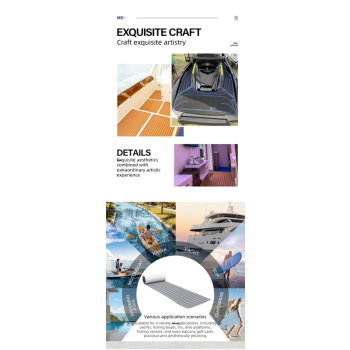 EVA Faux Teak Boat Flooring Sheet Marine Decking Mat Self Adhesive Non Slip Foam for Yacht Caravan & RV (Gold & Black, 240cm x 45cm)