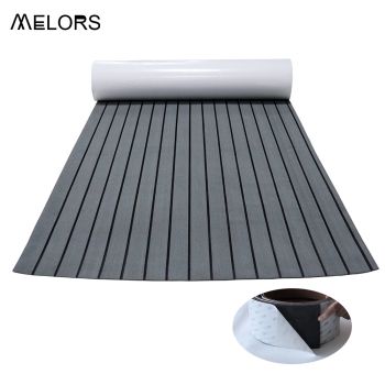 EVA Faux Teak Boat Flooring Sheet Marine Decking Mat Self Adhesive Non Slip Foam for Yacht Caravan & RV (Dark Grey & Black, 240cm x 45cm)