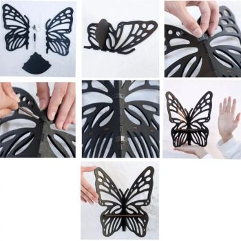 White Wooden Butterfly Wall Shelf - Hollow-Out Decorative Corner Storage Rack for Home & Bedroom