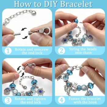 Red Kids DIY Bead Jewelry Making Kit - 68 Pcs Alloy & Plastic Charm Bracelet & Necklace Set with Storage Box, Creative Birthday Gift for Girls