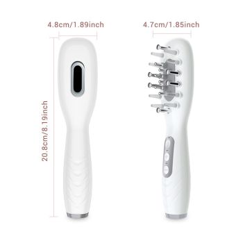 White Smart Scalp Massage Comb with EMS, LED Light Therapy & Vibration – Rechargeable Hair Growth Applicator