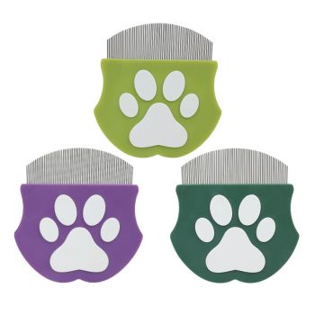 2 Pcs Dark Green Gentle Pet Face & Flea Comb – Mini Grooming Tool for Cats & Dogs with Rounded Teeth