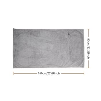 147x82CM Grey Soft Faux Rabbit Fur USB Powered Heated Shawl Blanket with Wearable Zipper, 1.5M Long Cable, 3 Temp Mode & 8 Heating Zones - Portable Electric Blanket for Home Office Travel Camping