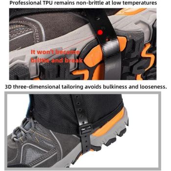 Green Breathable Nylon Waterproof Hiking Leg Gaiters and Snow Boot Gaiters (Fleece Lining) - Unisex Adjustable Sand & Mud Protection for Mountaineering & Desert Trekking, S Size