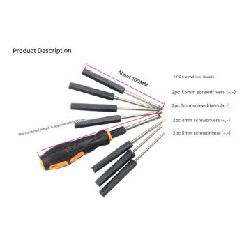 8-in-1 Black and Orange Multi-Bit Screwdriver Set - Compact Precision Tool Kit with Phillips and Slotted Bits - Ergonomic Handle, Hex Shank Design, Portable Storage Base,Chrome vanadium steel - Ideal for Electronics, PC, Appliances, and DIY Repairs