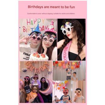 Pink Novelty Birthday Glasses - Fun Cake Design Party Props - Durable Plastic, Comfortable Fit, Unisex - Perfect for Birthday Celebrations and Photo Booths