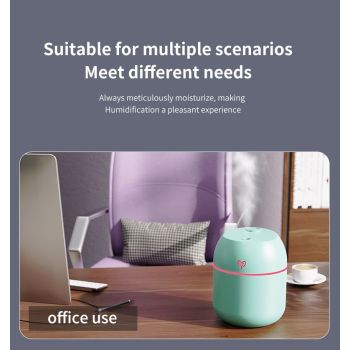 Green Mini USB Humidifier Large Mist - Desktop Ultrasonic Air Humidifier with Colorful LED Light