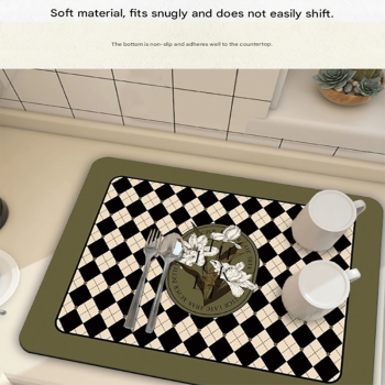 Kitchen Countertop Drainage Mat Absorbent Quick Dry Tech Velvet Dish Drying Pad 40x60cm(CD0076-2)