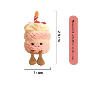 Khaki Cute Birthday Cake Plush Toy Strawberry Layered Cake Pillow Birthday Gift