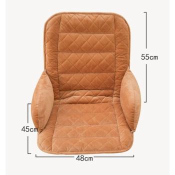 Dark Blue Premium Quilted Plush Integrated Seat Cushion & Backrest – Thickened Lumbar Support Pad with Detachable Armrests, Secure Buckle and Washable Cover for Office Chair Long Sitting