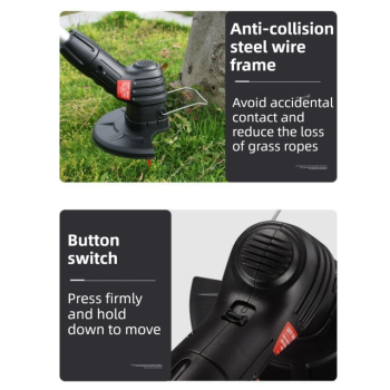 Cordless Electric Grass Trimmer and Rechargeable Telescopic Lawn Mower with 76-105cm Aluminium Pole - Lightweight and Portable, 13,000 RPM High Speed, 20 Durable Nylon Cutting Lines, Anti Collision Wire Frame and Debris Shield
