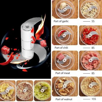 Blue 250ML Electric Mini Food Processor & Garlic Chopper with 3 Stainless Steel Blades & USB Charging – Portable Smasher & Meat Grinder for Vegetable,Chili,Fruits,Ginger and Baby Food,Seasoning