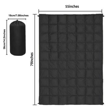 200x140cm Blue Large Outdoor Camping Imitation Silk Cotton Wearable Warmth Blanket, Quilted Poncho Shawl Throw with Storage Bag, Lightweight Warm Camping Quilt for Camping Travel Home Use