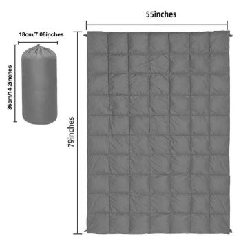 200x140cm Grey Large Outdoor Camping Imitation Silk Cotton Wearable Warmth Blanket, Quilted Poncho Shawl Throw with Storage Bag, Lightweight Warm Camping Quilt for Camping Travel Home Use