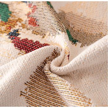 180 x 340 CM Christmas Jacquard Chenille Sofa Cover Throw Blanket with Tassel Fringe (Style 1), Elegant Festive Couch Protector Slipcover for Holiday Home Decor and Multi-Purpose Use