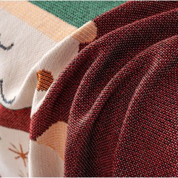 180 x 130 CM Christmas Jacquard Chenille Sofa Cover Throw Blanket with Tassel Fringe (Style 3), Elegant Festive Couch Protector Slipcover for Holiday Home Decor and Multi-Purpose Use