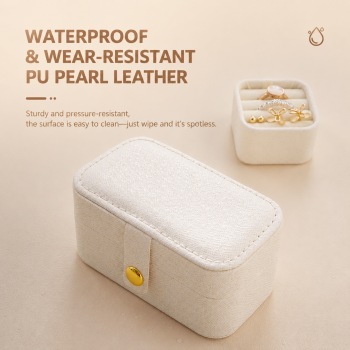 Pink Waterproof PU Leather Jewelry Travel Case, Portable Mini Jewelry Organizer Box for Rings Earrings Necklaces