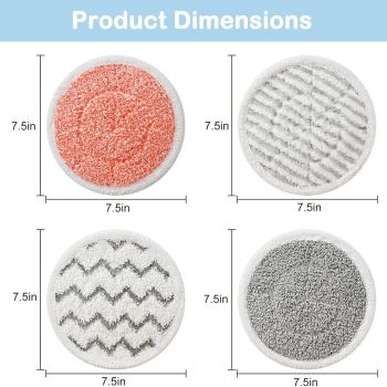 Style 6 Shark Steam Dual-Head Mop Replacement Pads 8 Pack - 7.5 Inch Reusable Round Microfiber Scrubbing Pads Compatible with Shark S7000, S7201, S8001, S8201, S7001, S7000AMZ, S7001TGT, S7005, S7020