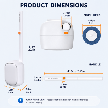 Automatic Flip-Open Disposable Toilet Brush Set with 7 Cleaning Refill Heads, Wall Mounted Storage, One-Button Hygienic Release, 360° Rotating Deep Cleaning, 51cm Long Handle Bathroom Toilet Cleaner