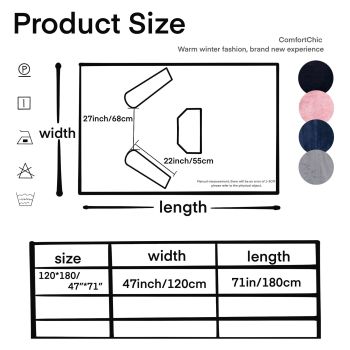 Blue 180 x 120CM Extra Large Wearable Wrap Blanket with Sleeves and Large Pocket, Cozy Thickened Flannel Oversized TV Blanket Robe and Sofa Throw for Home Lounging