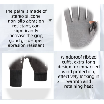 2-Piece Winter Riding Essentials Set with 8 Claw Secure Grip Bike Phone Mount and Suede Flip-Top Touchscreen Thermal Gloves – 360° Rotation Adjustment and Silicone Anti-Shock Module, Universal Handlebar Cradle for Motorcycle MTB & Road Cycling