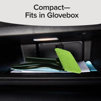 Car Windshield Rotating Defogger Cleaner Brush with 2 Washable Microfibre Pads, Spray Bottle and Detachable Handle for Home Car Fog Dust Stain Removal