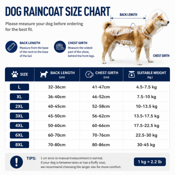4XL Size Waterproof EVA Transparent Dog Hooded Raincoat and Pet Full-Coverage Poncho with Adjustable Snaps & Hidden Leash Opening, Quick-Drying and Easy to Clean for Small Medium Large Dogs